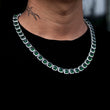 Load image into Gallery viewer, Green Stone Glacier Clustered Tennis Chain in White Gold