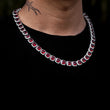 Load image into Gallery viewer, Red Stone Glacier Clustered Tennis Chain in White Gold