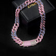 Load image into Gallery viewer, Diamond Tri-color Stones Cuban Link Chain (19mm)