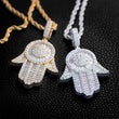Load image into Gallery viewer, Iced Baguette Hamsa Hand Pendant
