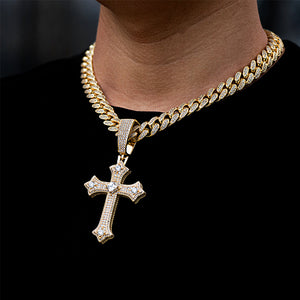 Clustered Infinity Cross + 12mm Miami Cuban Link Chain