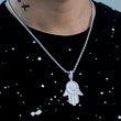Load image into Gallery viewer, Iced Baguette Hamsa Hand Pendant