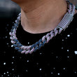 Load image into Gallery viewer, Diamond Tri-color Stones Cuban Link Chain (19mm)