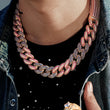 Load image into Gallery viewer, Diamond Tri-color Stones Cuban Link Chain (19mm)