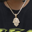 Load image into Gallery viewer, Iced Baguette Hamsa Hand Necklace