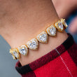 Load image into Gallery viewer, 10mm Heart Clustered Tennis Bracelet in Yellow Gold
