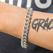 Load image into Gallery viewer, Large Stone Diamond Cuban Link Bracelet (10mm) in White Gold