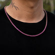 Load image into Gallery viewer, Ruby Stones Round Cut Tennis Chain (3mm) in Yellow Gold