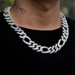 Load image into Gallery viewer, Iced Figaro Chain (19mm) in White Gold