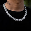 Load image into Gallery viewer, Iced Byzantine Link Chain (12mm) in White Gold
