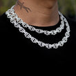 Load image into Gallery viewer, Iced Byzantine Link Chain (12mm) in White Gold