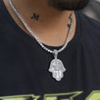 Load image into Gallery viewer, Iced Baguette Hamsa Hand Necklace