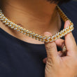Load image into Gallery viewer, Large Stone Diamond Cuban Link Chain (10mm) in Yellow Gold