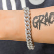 Load image into Gallery viewer, Large Stone Diamond Cuban Link Bracelet (10mm) in White Gold