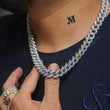 Load image into Gallery viewer, Large Stone Diamond Cuban Link Chain (10mm) in White Gold
