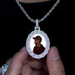 Load image into Gallery viewer, Diamond Custom Oval Photo Picture Necklace In White Yellow Rose Gold DRMD Jewelry