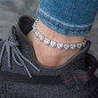 Load image into Gallery viewer, Clustered Heart Tennis Anklet (10mm) in White Gold
