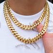 Load image into Gallery viewer, 14mm Prong Miami Cuban Link Chain In Yellow Gold