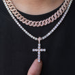 Load image into Gallery viewer, BUNDLE - Diamond Cuban Link Choker (10mm)+ Cross & Tennis Chain 4mm in Rose Gold