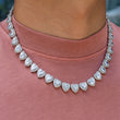 Load image into Gallery viewer, 10mm Heart Clustered Tennis Necklace in White Gold