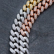 Load image into Gallery viewer, Tri-colored Miami Cuban Link Chain (12mm) In White/Yellow/ Rose Gold