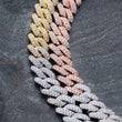 Load image into Gallery viewer, Tri-colored Prong Cuban Link Necklace(12mm) In White/Yellow/ Rose Gold