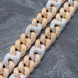 Load image into Gallery viewer, 15mm Two-Tone Diamond Cuban Link Necklace in Yellow/White Gold