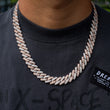 Load image into Gallery viewer, Two-Tone Prong Cuban Link Choker (12mm) in Rose/White Gold