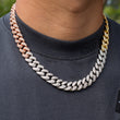 Load image into Gallery viewer, Tri-colored Miami Cuban Link Chain (12mm) In White/Yellow/ Rose Gold