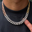 Load image into Gallery viewer, Tri-colored Miami Cuban Link Chain (12mm) In White/Yellow/ Rose Gold
