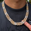 Load image into Gallery viewer, 15mm Two-Tone Diamond Cuban Link Necklace in Yellow/White Gold