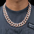 Load image into Gallery viewer, Two-Tone Diamond Square Baguette Cuban Link Necklace (19mm) in Rose/White Gold
