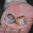 Load image into Gallery viewer, Baguette Diamond Halo Ring in White Yellow Gold DRMD Jewelry