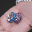 Load image into Gallery viewer, Diamond Prong Link Choker Ring w/Red & Blue in White Gold DRMD Jewelry