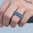 Load image into Gallery viewer, Diamond Prong Link Choker Ring w/Red & Blue in White Gold DRMD Jewelry