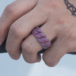 Load image into Gallery viewer, Diamond Prong Link Choker Ring w/Red & Blue in White Gold DRMD Jewelry