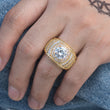 Load image into Gallery viewer, Baguette Diamond Halo Ring in White Yellow Gold DRMD Jewelry