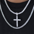 Load image into Gallery viewer, BUNDLE - Round Cut Cross + Two PCS 4mm Tennis Chain in White Gold