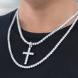 Load image into Gallery viewer, BUNDLE - Round Cut Cross + Two PCS 4mm Tennis Chain in White Gold