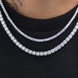 Load image into Gallery viewer, BUNDLE - 6mm Round Cut Tennis Chain + 4mm Round Cut Tennis Chain in White Gold