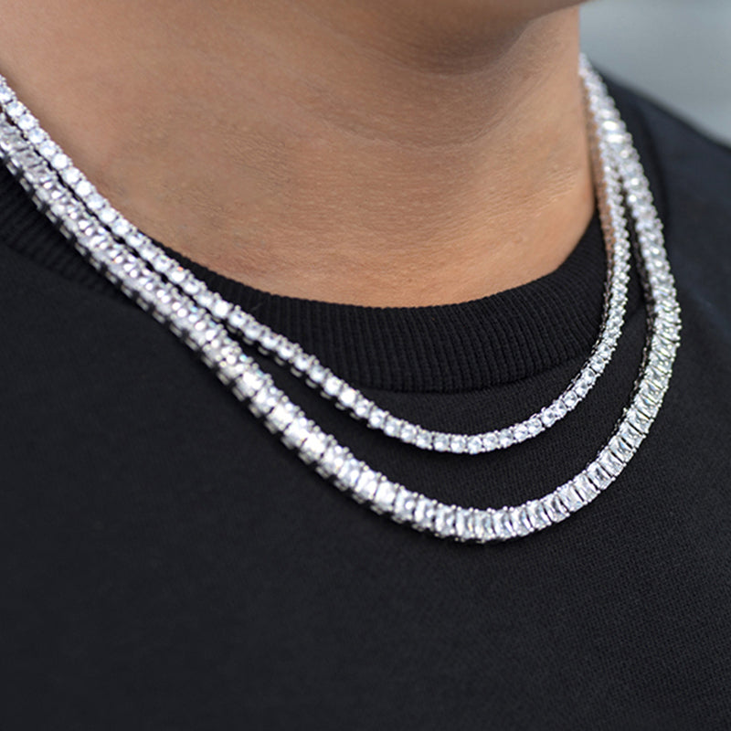 BUNDLE - 5mm Baguette Tennis Chain + 3mm Round Cut Tennis Chain