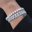 Load image into Gallery viewer, BUNDLE - 5mm Round Cut Tennis Bracelet +12mm Diamond Prong Cuban Link Bracelet