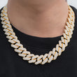 Load image into Gallery viewer, Diamond Two Rows Prong Cuban Chain (19mm) in Yellow Gold