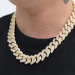 Load image into Gallery viewer, Diamond Two Rows Prong Cuban Chain (19mm) in Yellow Gold