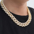 Load image into Gallery viewer, Diamond Two Rows Prong Cuban Chain (19mm) in Yellow Gold