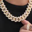 Load image into Gallery viewer, Diamond Two Rows Prong Cuban Chain (19mm) in Yellow Gold