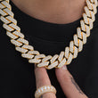 Load image into Gallery viewer, Diamond Two Rows Prong Cuban Chain (19mm) in Yellow Gold
