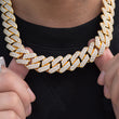Load image into Gallery viewer, Diamond Two Rows Prong Cuban Chain (19mm) in Yellow Gold