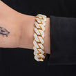 Load image into Gallery viewer, Diamond Two Rows Prong Cuban Bracelet (19mm) in Yellow Gold