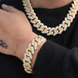 Load image into Gallery viewer, Diamond Two Rows Prong Cuban Bracelet (19mm) in Yellow Gold